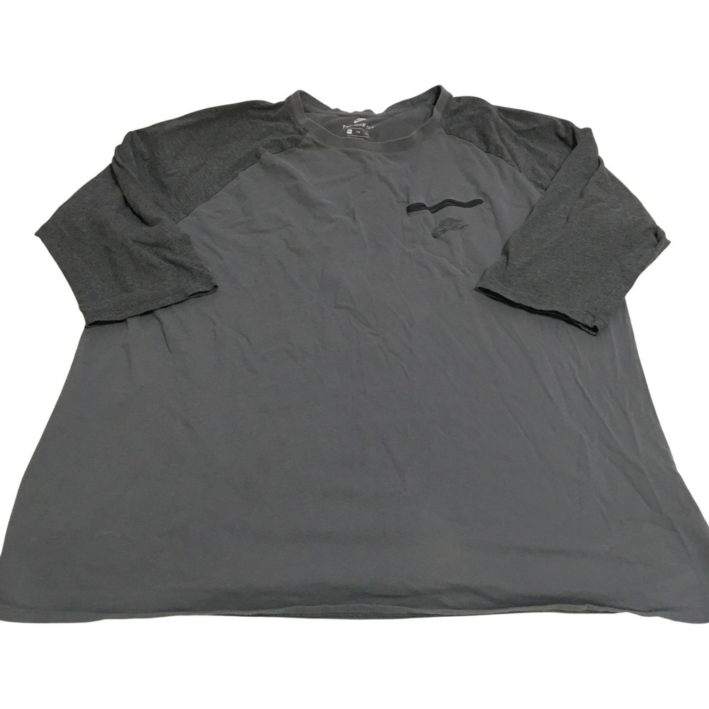 Nike T-Shirt Mens 2XL Gray Raglan 3/4 Sleeve Athletic Cut Pocket Tee